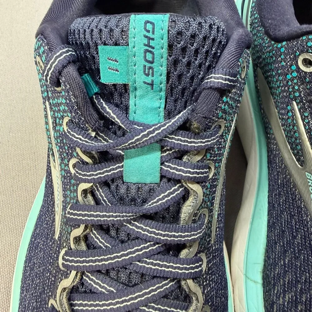 Brooks Ghost 11 Running Shoes Women’s US 9 Wide D Navy Teal Athletic Walking